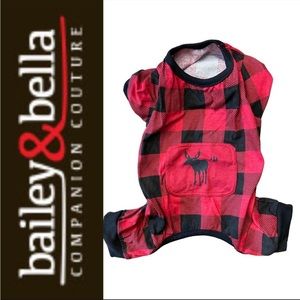 Bailey & Bella Dog Short Ted Black Plaid Moose Motif Size XS